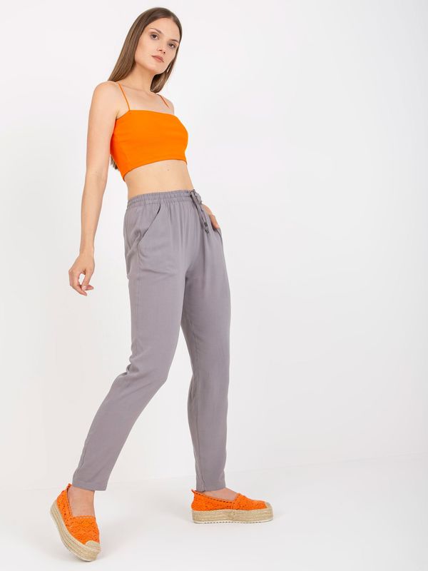 Fashionhunters Light grey straight trousers made of summer fabric SUBLEVEL
