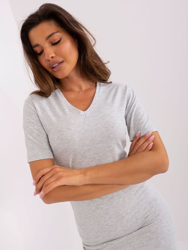Fashionhunters Light grey women's basic cotton t-shirt