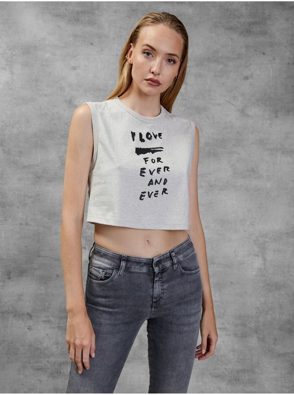 Diesel Light Grey Women's Cropped T-Shirt Diesel - Women