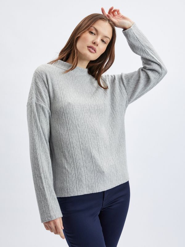 Orsay Light grey women's patterned sweater ORSAY