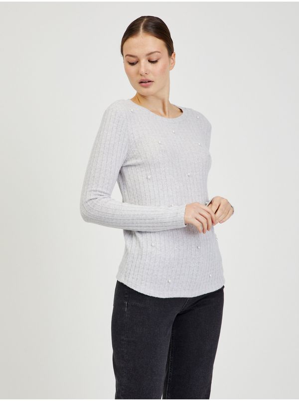 Orsay Light grey women's ribbed sweater ORSAY