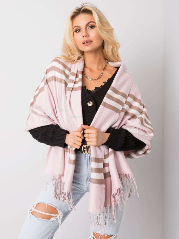Fashionhunters Light pink checkered scarf