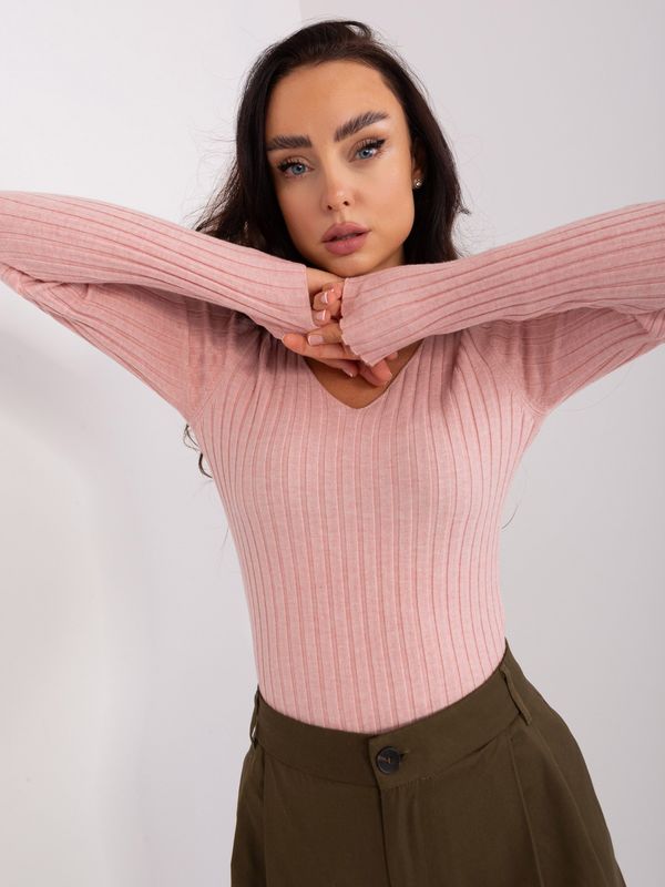 Fashionhunters Light pink classic knitted sweater