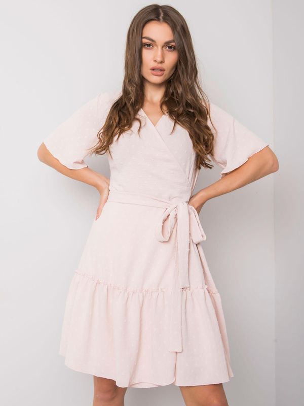 Fashionhunters Light pink dress with tie