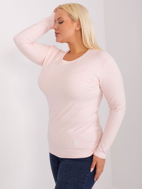 Fashionhunters Light pink fitted plus size blouse