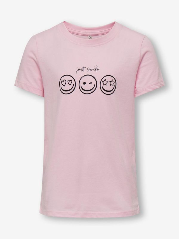 Only Light pink girls' T-shirt ONLY Smil