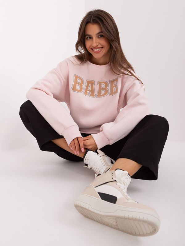 Fashionhunters Light pink hoodie with inscription