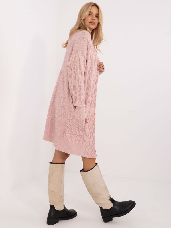 Fashionhunters Light pink loose cardigan without fastening