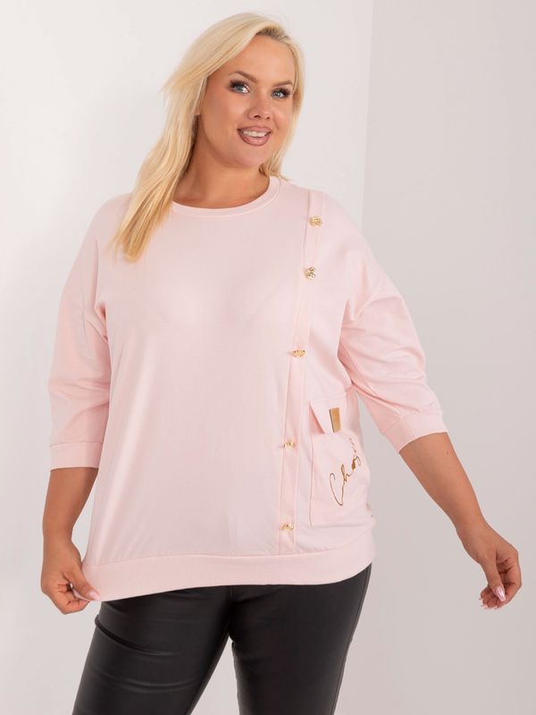 Fashionhunters Light pink plus size blouse with appliqué