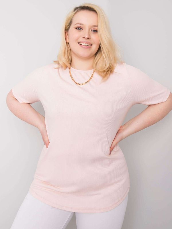 Fashionhunters Light pink striped blouse of larger size