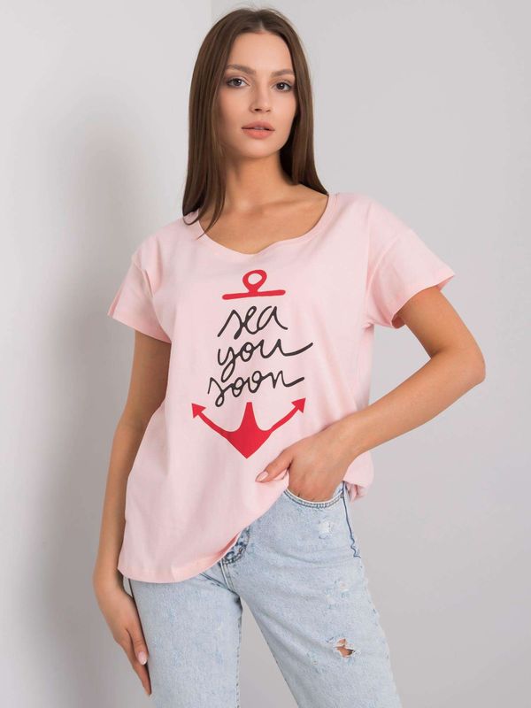 Fashionhunters Light pink T-shirt with inscription