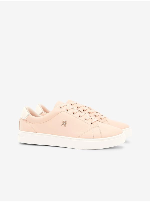 Tommy Hilfiger Light Pink Women's Leather Sneakers Tommy Hilfiger Elevated Essenti - Ladies