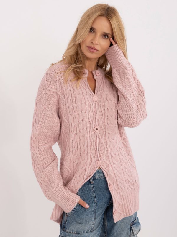 Fashionhunters Light pink women's sweater with button fastening