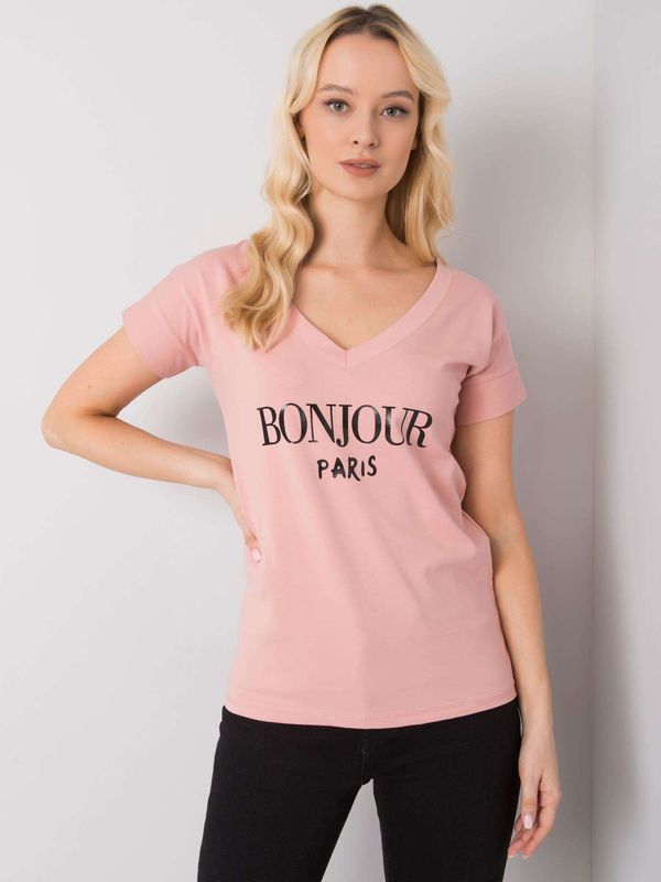 Fashionhunters Light pink women's T-shirt with print