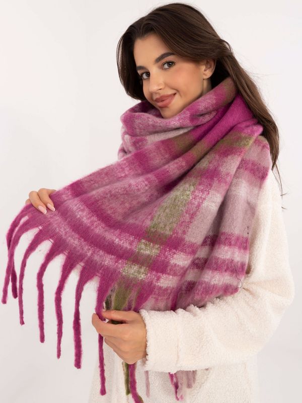 Fashionhunters Light purple and khaki thick women's scarf