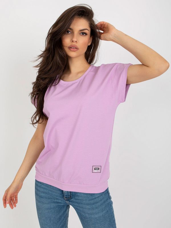Fashionhunters Light purple basic blouse with round neckline