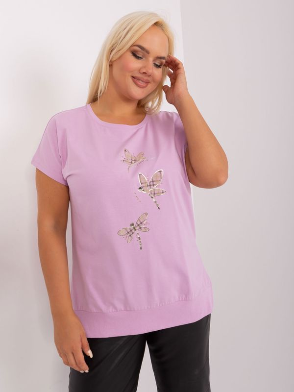 Fashionhunters Light purple blouse plus size with application