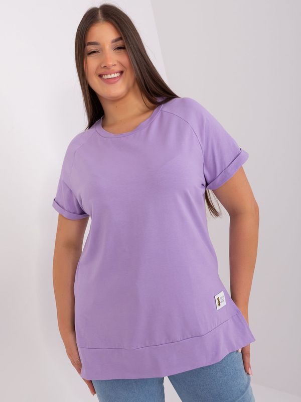 Fashionhunters Light purple blouse with slit plus size basic