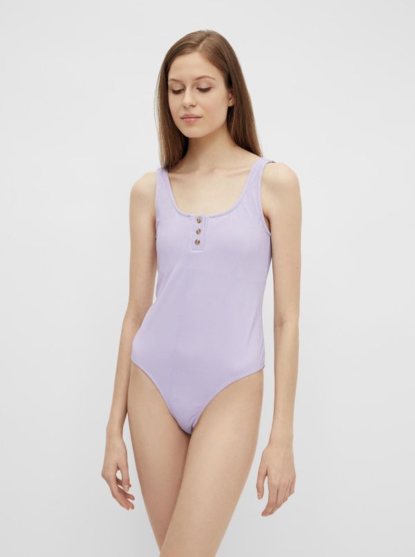 Pieces Light Purple Buttoned Bodysuit Pieces Nancy - Women