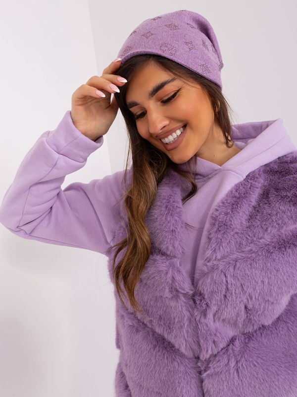 Fashionhunters Light purple hat with rhinestones