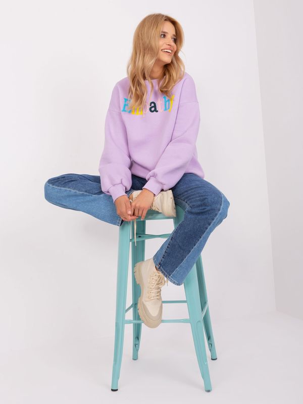 Fashionhunters Light purple hoodie with inscription