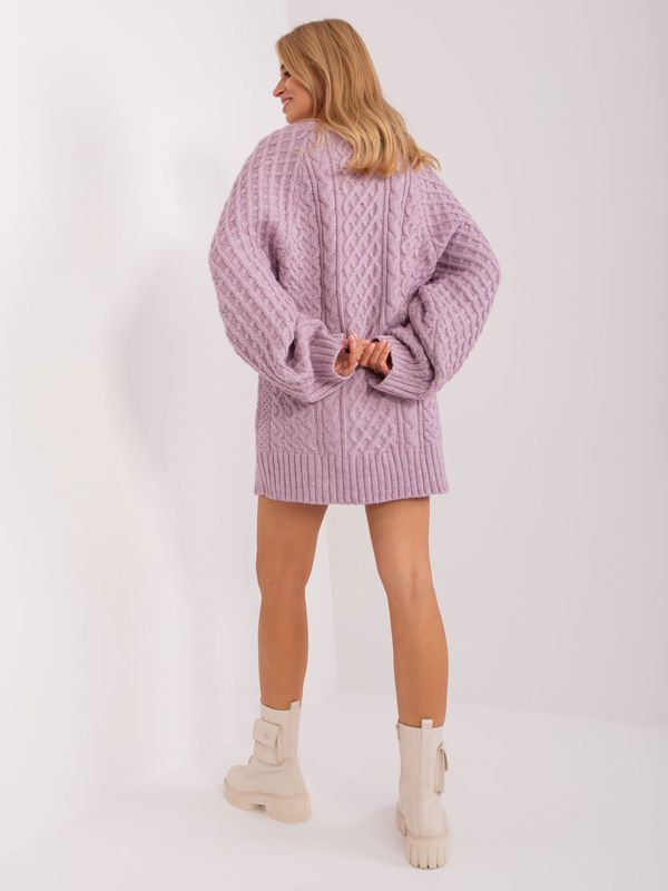 Fashionhunters Light purple knitted mini dress