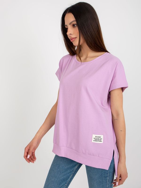 Fashionhunters Light purple lady's oversize blouse with slits