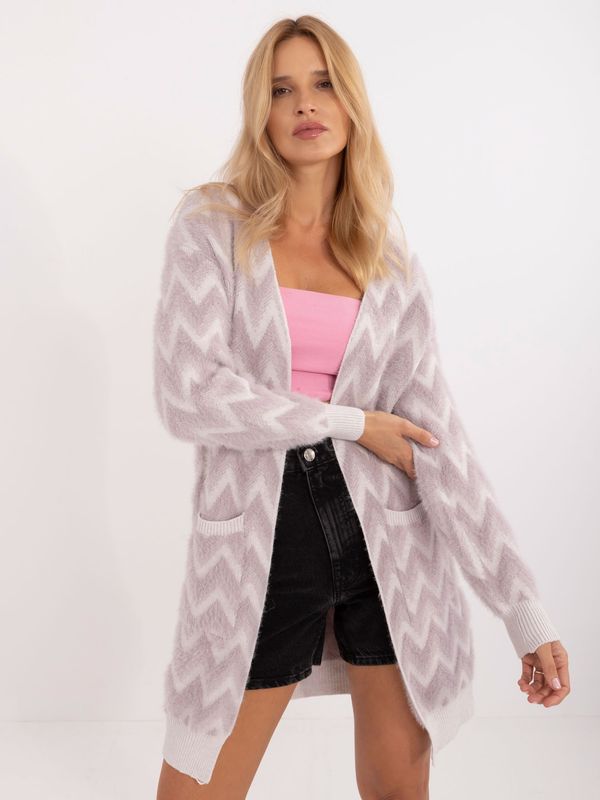 Fashionhunters Light purple loose cardigan with pockets