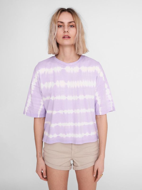 Noisy May Light purple patterned loose T-shirt Noisy May Buster - Women