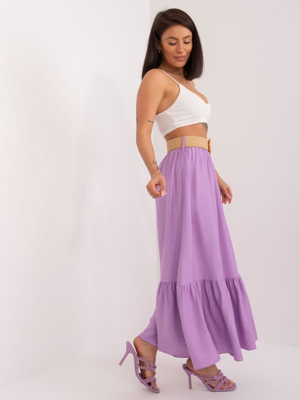 Fashionhunters Light purple plain maxi skirt with ruffles
