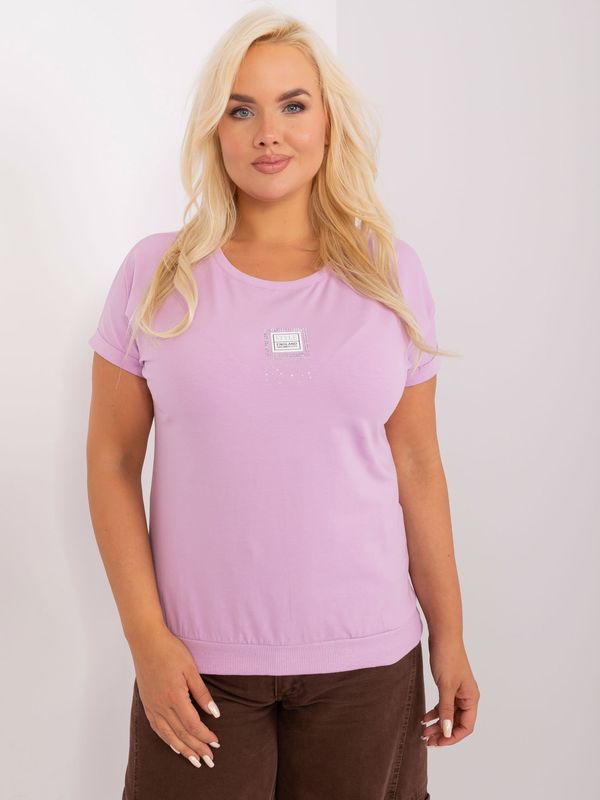 Fashionhunters Light purple plus size blouse with applique