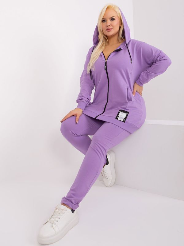 Fashionhunters Light purple plus size set with zip-up sweatshirt