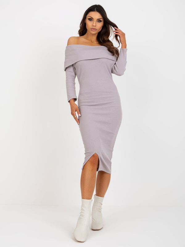 Fashionhunters Light purple Spanish striped basic midi dress