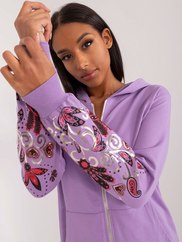 Fashionhunters Light purple zip-up hoodie