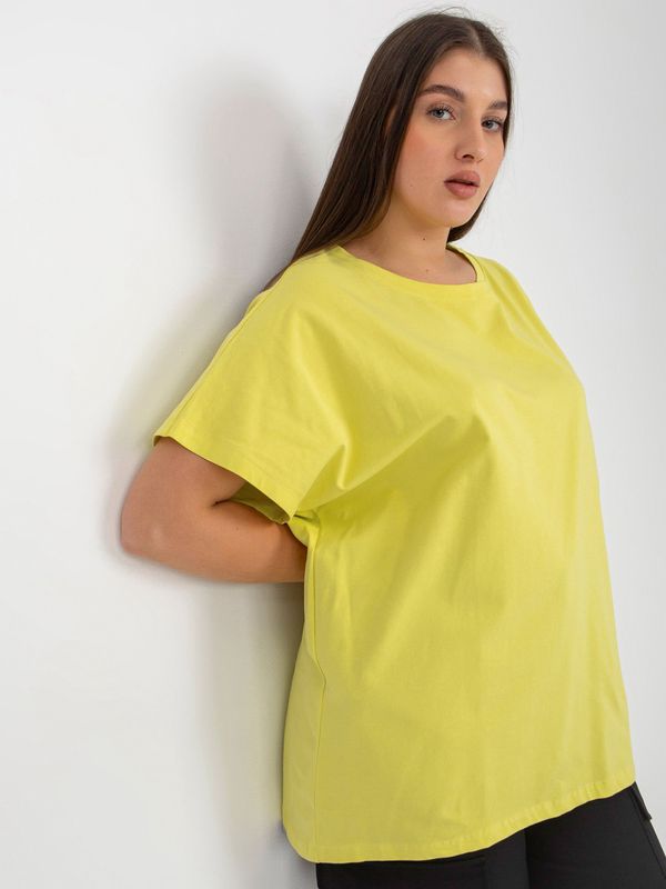 Fashionhunters Lightweight lime women's t-shirt plus size loose fit
