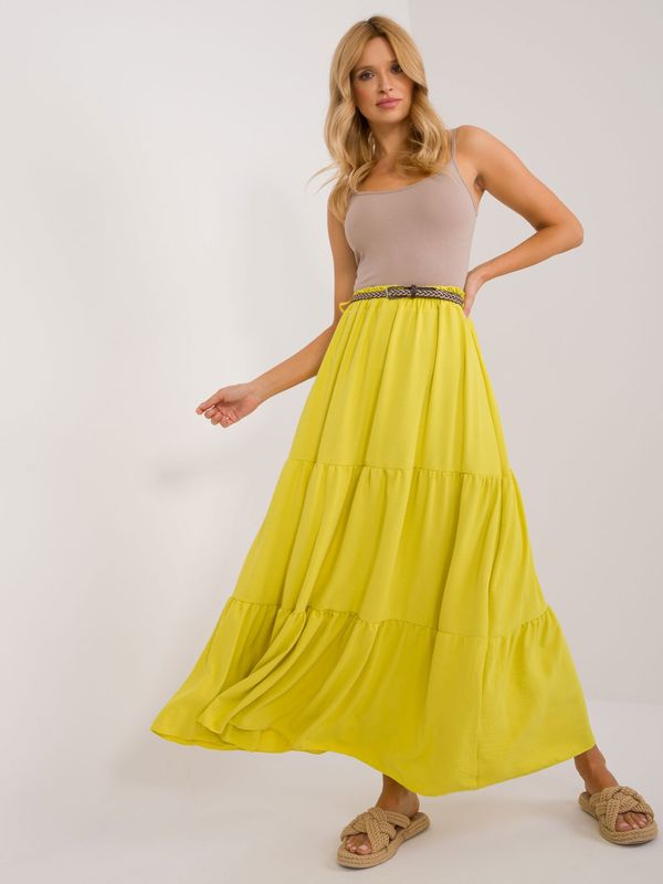Fashionhunters Lime maxi skirt with ruffles