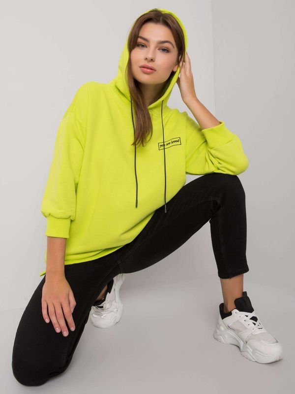 Fashionhunters Lime sweatshirt with Leora pockets