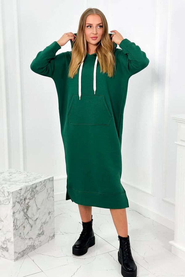 Kesi Long green dress with a hood