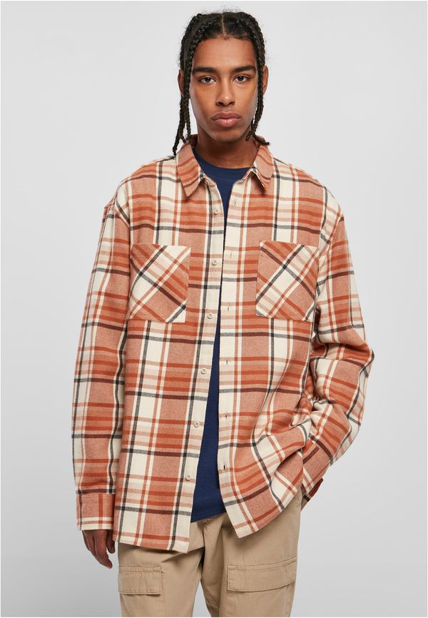 UC Men Long oversized shirt with plaid softseagrass/red leaves