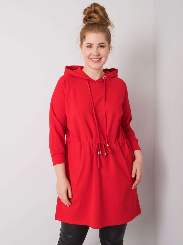 Fashionhunters Long red hoodie of larger size