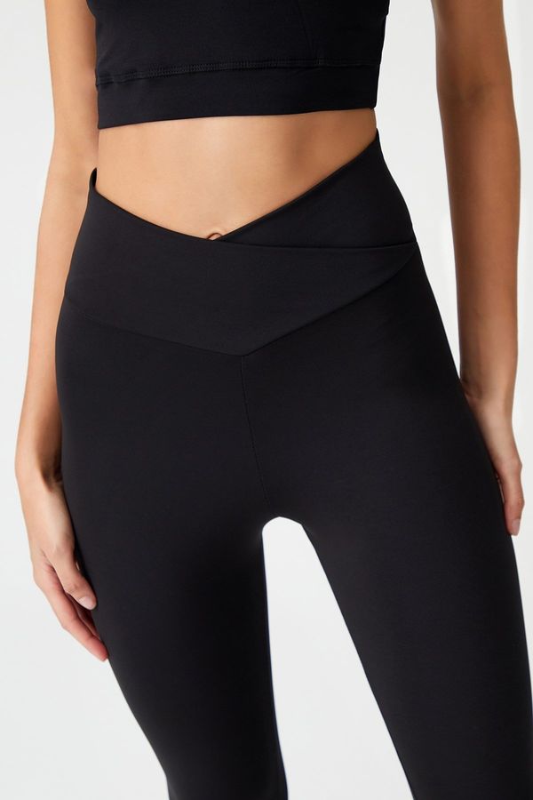 LOS OJOS LOS OJOS Black Cross Waist Detail Cross Waist Leggings