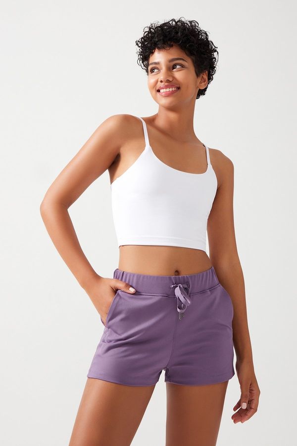 LOS OJOS LOS OJOS Women's Lilac Pockets Elastic Waist Basic Fit Sport