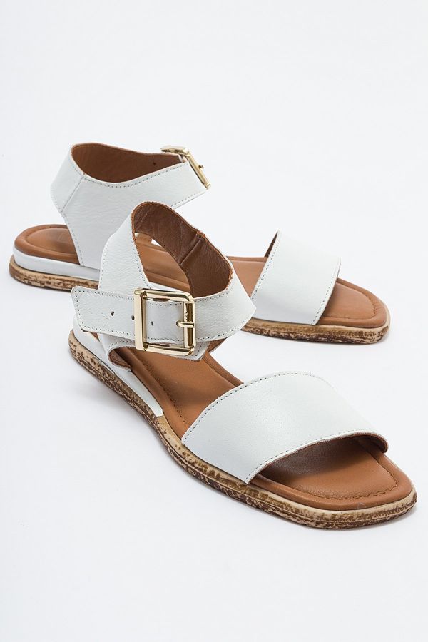 LuviShoes LuviShoes 713 White Women's Genuine Leather Sandals