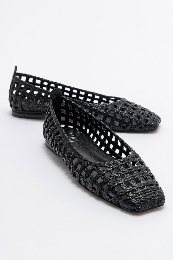 LuviShoes LuviShoes ARCOLA Women's Black Knitted Patterned Flats