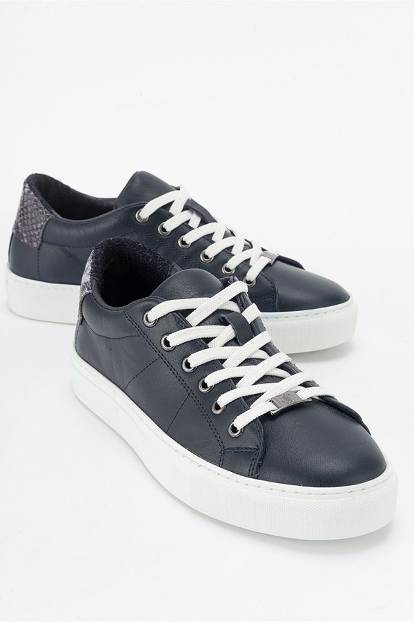 LuviShoes LuviShoes AYVERIE Navy Blue Genuine Leather Women's Sneakers