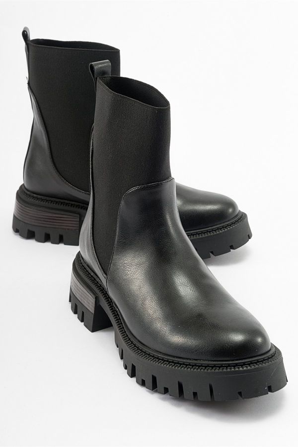 LuviShoes LuviShoes BUGGY Women's Black Elastic Chelsea Boots