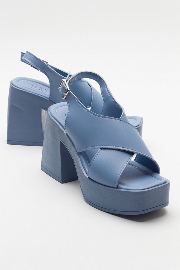 LuviShoes LuviShoes COVA Baby Blue Women's Heeled Sandals