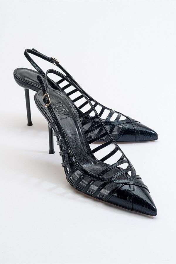 LuviShoes LuviShoes Gesto Women's Black Patterned Heeled Shoes