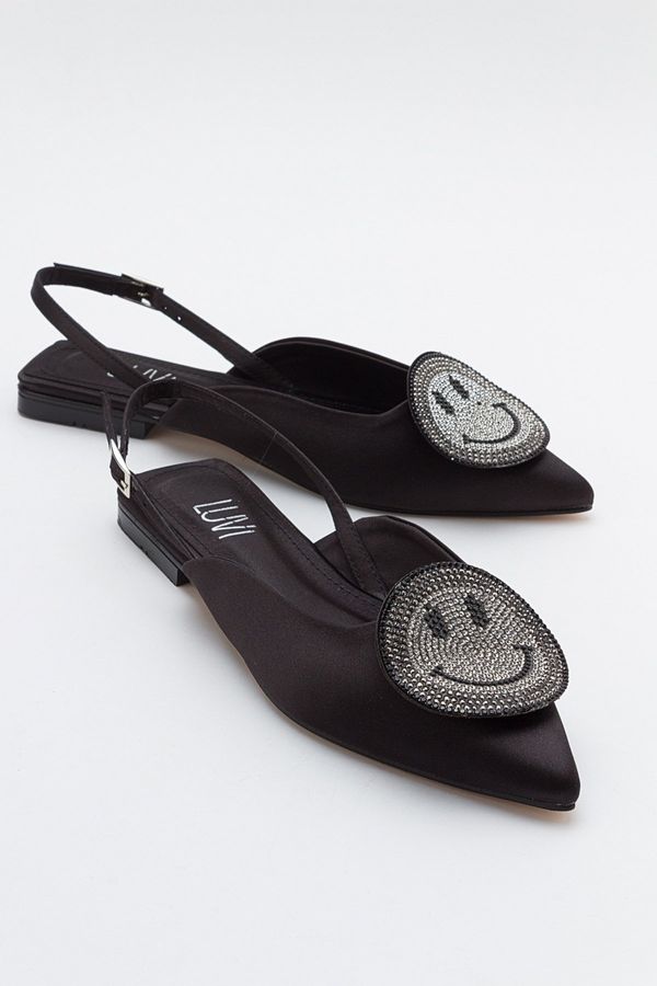 LuviShoes LuviShoes GEVEL Women's Black Satin Flats.