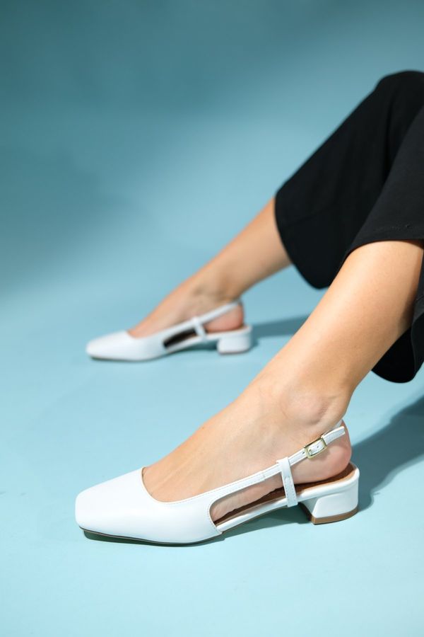 LuviShoes LuviShoes JESTY White Skin Women's Heeled Sandals